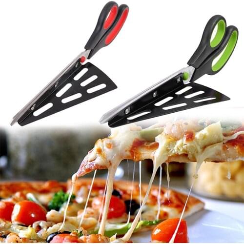 1 PC Pizza Scissor Cutter Stainless Steel Scissor Cut Pizza with Detachable Spatula