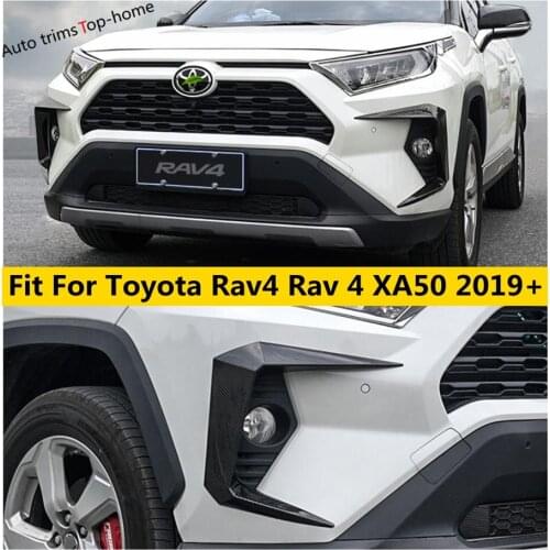 For TOYOTA RAV4 RAV 4 XA50 2019 - 2021 Accessories Front Fog Lamp Light Frame Strip Decor Cover Trim ABS Carbon Fiber Exterior