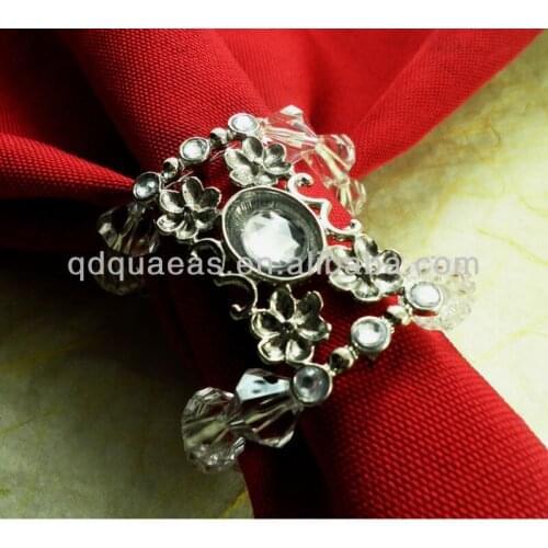 Clear crystal metal beaded wedding napkin ring qn13030407