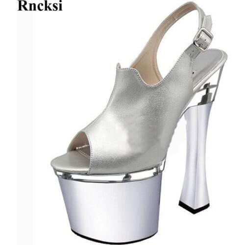 Rncksi Fashion New Sexy 18cm Square High Heels Sandals Women Wedding Night Club Party Pole Dance Sandals Platform sandals shoes