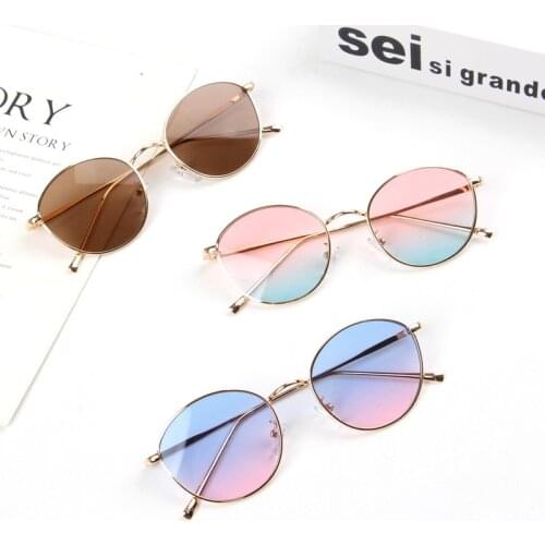 Metal Round Baby Sunglasses for Girl Retro Cute Child Sun Glasses Boys Gradient Pink Uv400 Infant Gafas Oculos Gafas De Sol 2020