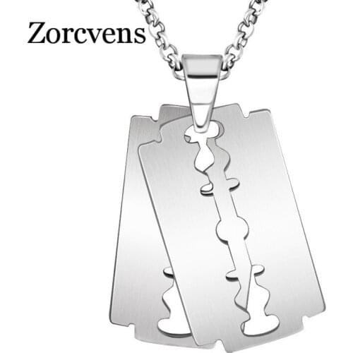 Modyle Blade Necklace Men Jewelry Trendy Silver Color-Color Razor Pendant Necklace Gift For Men