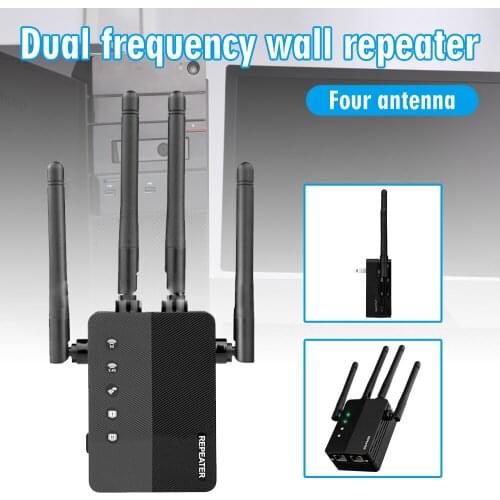 High Speed 1200Mbps Dual Band Wireless Repeater 2.4GHz/5GHz Wi-Fi Signal Range Booster Extender For Home Office