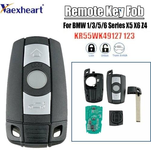 Replacement Keyless Entry Remote Key Fob For BMW 1/3/5/6 Series X5 X6 Z4 KR55WK49123 KR55WK49127 267T-5WK49127 6986583-05