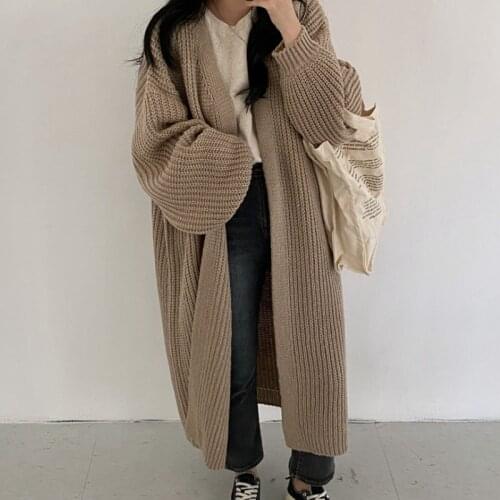 Women Cardigan Long Knitted Sweater Autumn Winter Loose Coats Ladies Oversized Cardigan Long Sleeve Tops Korean Outerwear