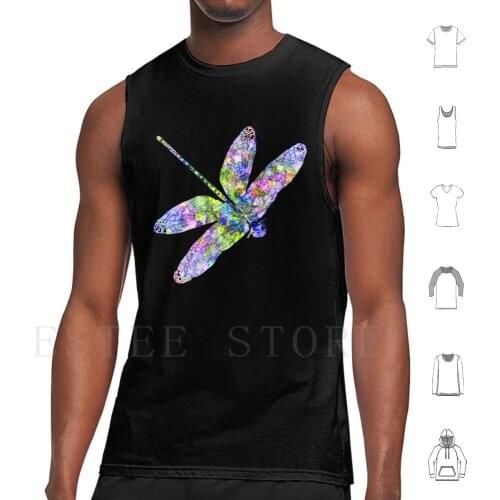Dragonfly Tank Tops Vest Sleeveless Dragonfly Color Watercolor Splash Colour Flight Flying Air Float Flutter Insect Wind Fly