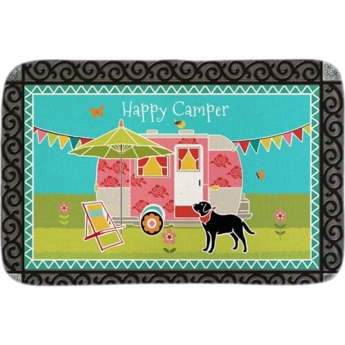Animals Doormats Decor With Happy Camper Doormat Garden Dog Indoor Outdoor Mats Soft Lighteness Short Plush Fabric Bathroom Mats