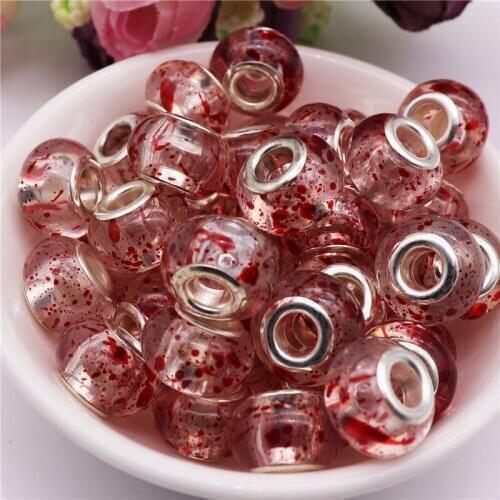 10pcs New Big Hole Flower Painting Spacer Beads Charms European Spacer Beads For DIY Jewelry Making Fit Pandora Bracelet Bangle