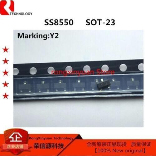 100 pcs/lot SS8550 Marking: Y2 S8550 SOT-23 MMBT8550LT1G MMBT8550 8550 PNP Silicon General Purpose Transistor 100% New original