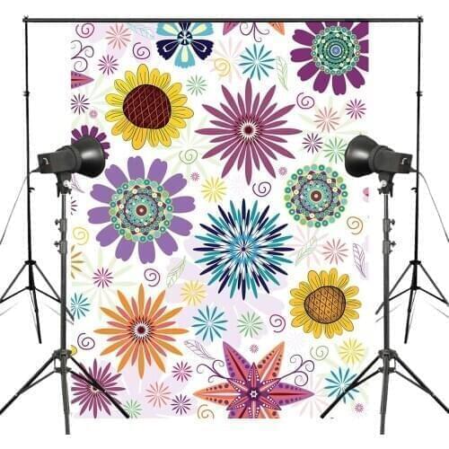 150x220cm Wonderful Colorful Floral Pattern Photography Backdrop Simplistic Flowers Pattern Background Abstract Art