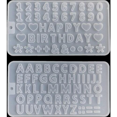 2 Pcs Alphabet Resin Mold English Letters Number Pendant Keychain Silicone Mould