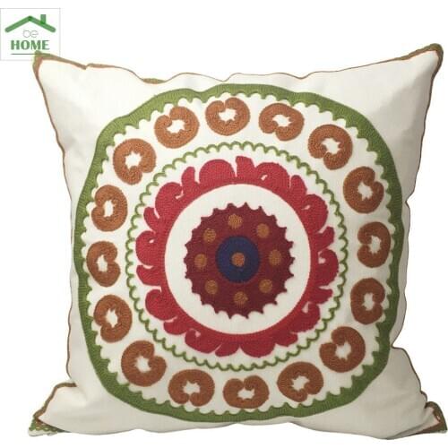 2016 Behome Contemporary Cord Embroidery Circle Modern Cushion Cover Decorative Pillow Case Christmas Gift 45x45cm