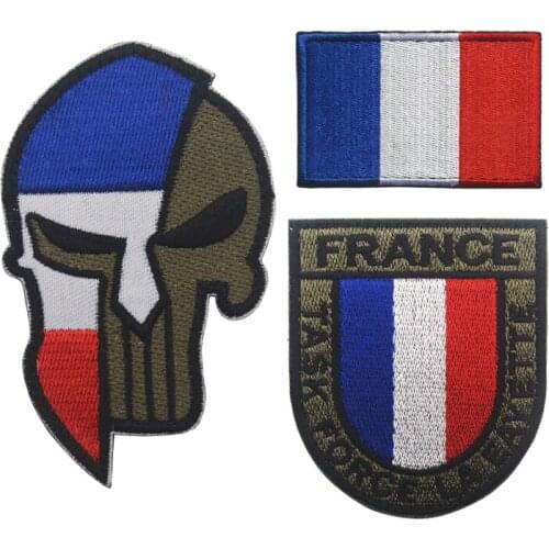 3PCS Embroidered Badges France Task Force La Fayette Special Flag Armband Army Uniform Ref2 Tactical Patch