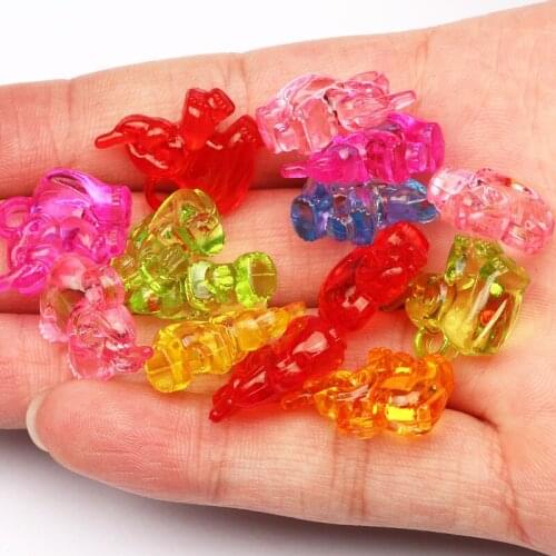 30pcs Colorful Mixed Transparent Baby Elephant Shape Loose Acrylic Beads 27x17mm Spacer Beads For DIY Jewelry Making Accessories