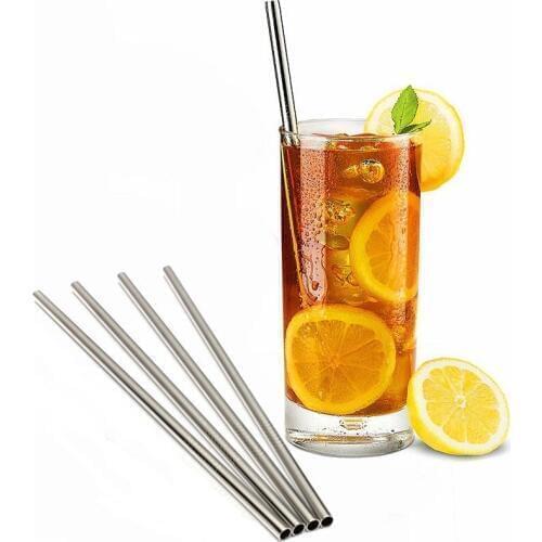 300pcs Wholesale Stainless Steel Straight Bent Straw Steel Drinking Straws 215mm 6m Reusable Metal Drinking Straw Bar Drinks
