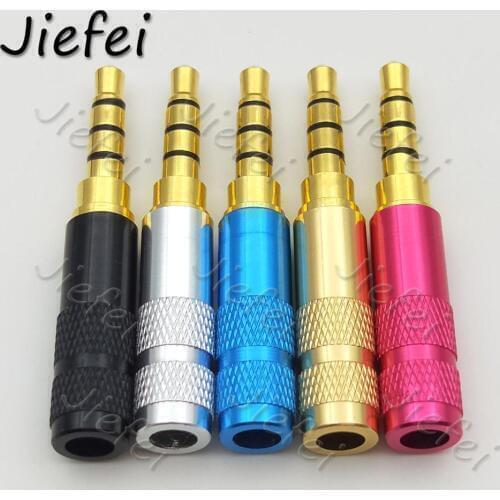 50pcs Aluminum Shell Copper Plug Jack 3.5mm 4 Pole Audio Stereo with Clip Male Plug for Earphone DIY Repair Soldering Connector