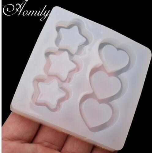 Amoliy Star Love Heart Crystal Mirror Silicone Mold Quicksand Epoxy Mold Cake Decorating Tool Baking Accessories Fondant Molds
