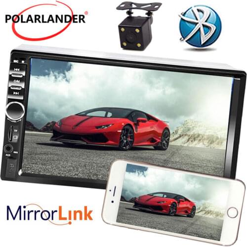 Car Stereo Radio 2 DIN 7 Inch Stereo receiver USB TF FM AUX Touch Screen MP5 Player with Parking Camera Bluetooth Mirror Link
