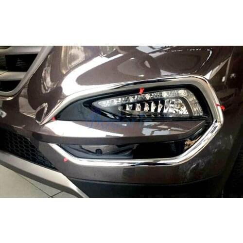 Car Front Fog Reflex Light Lamp Covers Bumper Foglight Moulding Ring Trim Frame For Hyundai Tucson 2016 2017 2018 Accessories