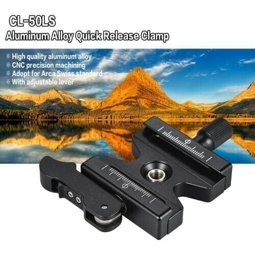CL-50LS Quick Release Clamp Aluminum Alloy Quick Release Clamp With 1/4" to 3/8" adapter screw for Arca Swiss Plate Tripod
