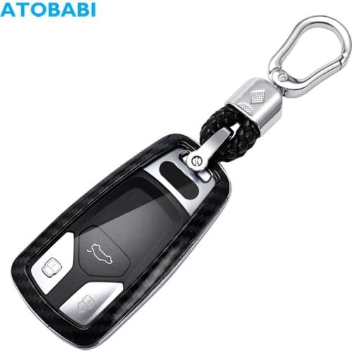 ABS Car Key Case For Audi Q7 E-tron 2019 2020 A4 B8 A5 A6 A7 A8 Q5 8R Smart Keychain Holder Remote Control Fobs Protector Cover