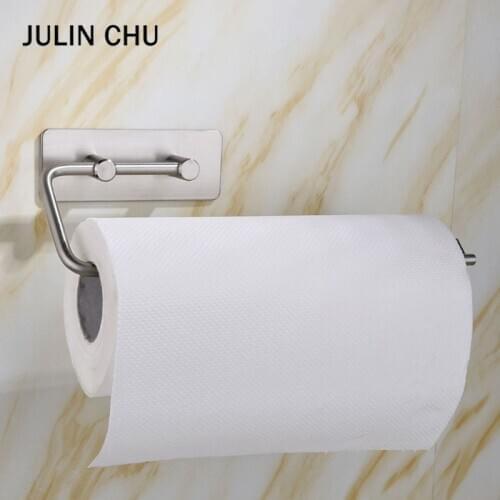 304 Stainless Steel WC Paper Holder Adhesive Suckers Tissue Shelf Lavatory Bathroom Kitchen Paper Towel Roll Holder Free Nail