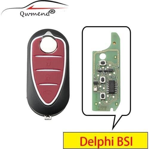 QWMEND Delphi BSI Smart Car Key for Alfa Romeo Mito 2008-2016 3 Buttons Flip Key for Car PCF7946 Chip 433Mhz Car Remote Key