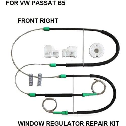 FOR VOLKSWAGEN VW PASSAT B5 WINDOW REGULATOR REPAIR KIT CABLES AND CLIPS FRONT RIGHT 1996 to 2005 3B1837462