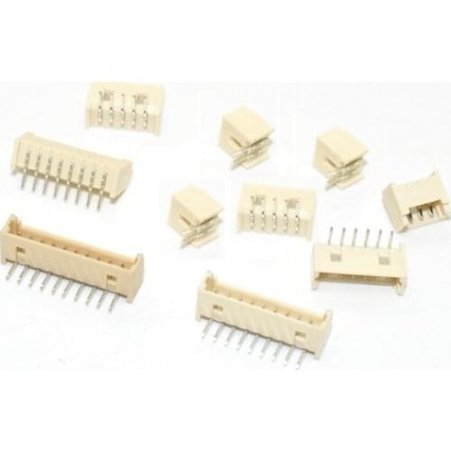1000pcs Board to Wire JST Connector 1.25 mm Header Male Blade 2 3 4 5 6 7 8 9 10 11 12 Pin Through Hole 0.049" Right Angle PCB
