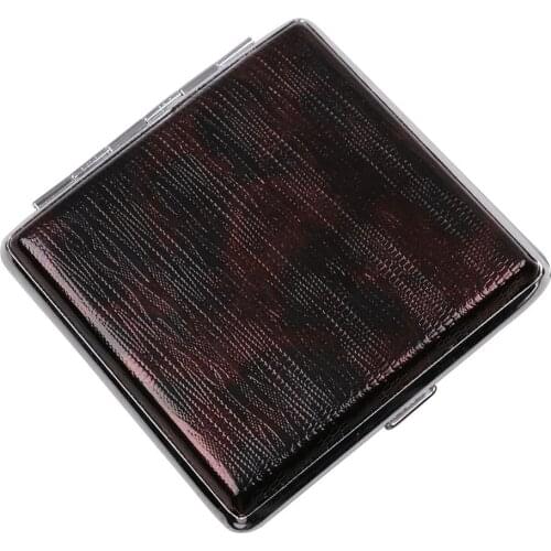 Leather Metal Slim Cigarette Case 20 s Cigar Tobacco Holder Box Portable Men Accessories