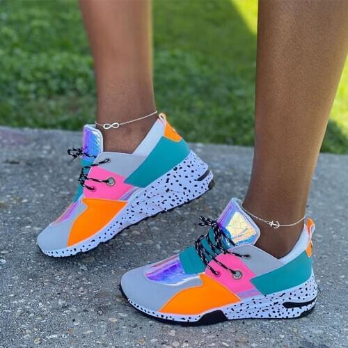 Women Vulcanized shoes Ladies Colorful Sneakers Lace Up Female Platform Autumn Spring Womens Fashion Comfort Casual Footwear