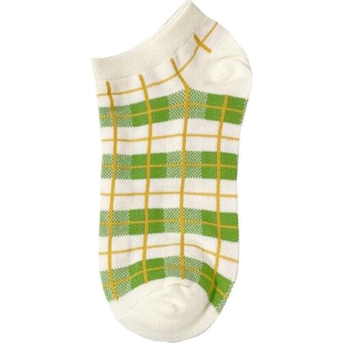 Fashion Spring Green Designs Pattern Boat Socks Thick Womens Stripes Anklets Casual Relaxation Girls Cotton Low Cut