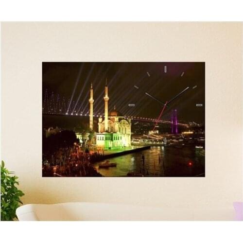 Tabloshop-Plastic Mosque Canvas Table clock-45 X30cm Wall clock