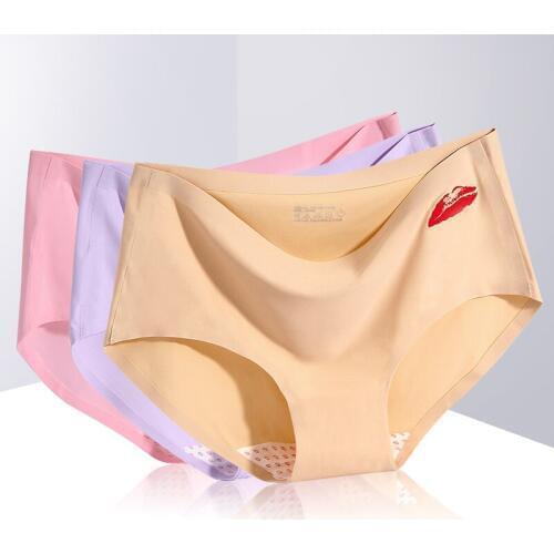 3 Pieces / Bag Womens Underwear One Piece Ice Silk Underwear Middle Waist Breathable Girl Seamless Underwear Women