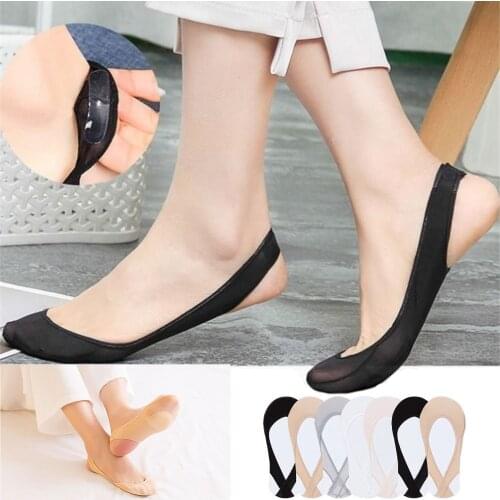 1 Pairs Invisible Boat Socks Women Summer Silicone Non-slip Socks For High Heels Shoes Ice Silk Thin Half-palm Suspender