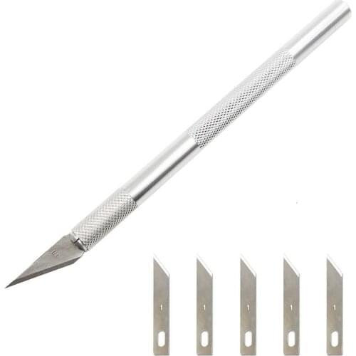 Precision Hobby Cutting Knife with 5pcs NO.1 Blades+1pcs NO.11 Blades Sugar Paste Craft Wax Carving Tools Mudtools Rib Potters