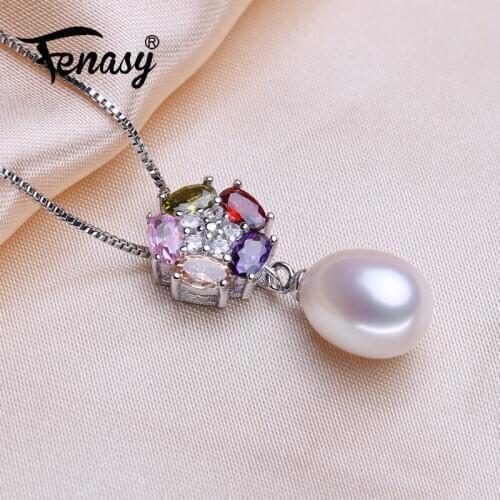 FENASY 925 Sterling Silver Jewelry Bohemian Custom Natural Freshwater Pearl Pendant Necklaces For Women Anniversary Gift