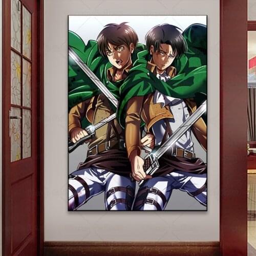 HD Hot Anime figure Levi Eren Attack on Titan Poster Art Print Wall Sticker Japanese Poster Anime Poster Paper
