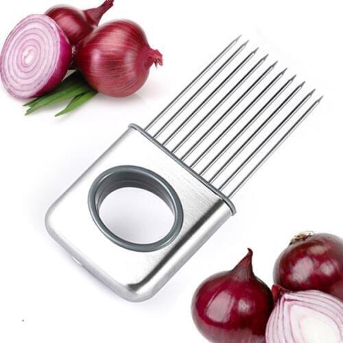 Easy Onion Holder Slicer Vegetable tools Tomato Cutter Stainless Steel Kitchen Gadgets No More Stinky Hands LX8613
