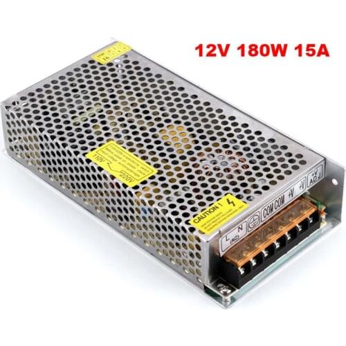 Switching mode ac-dc 180W 12V 15A power supply 12v 15a led driver,Aluminum AC110V 220V to 12v lighting transformer for led light