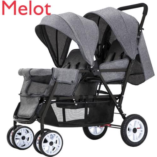 Luxury Baby Carriage Two-Child Double Stroller Baby Stroller Foldable and Portable Front and Rear Sitting Lying Foldable