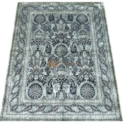 Seeykeep™ 5x7ft Floral Motifs With Purplish Blue Backcolor Silk Handknotted Oriental Turkey Style Rug-NY3016199