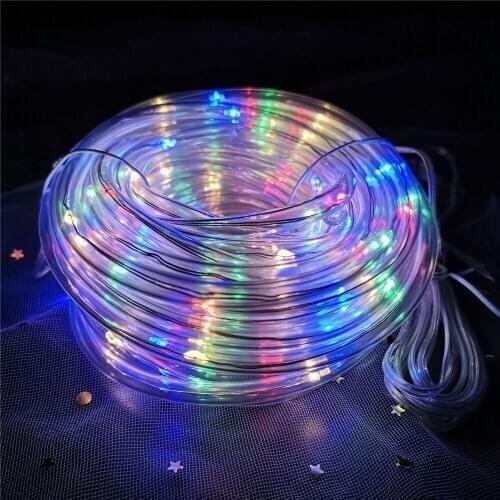 Solar String Lights Outdoor Waterproof Transparent Tube Light 5-20M Copper Wire Christmas Holiday Party Street Garland 7Colors