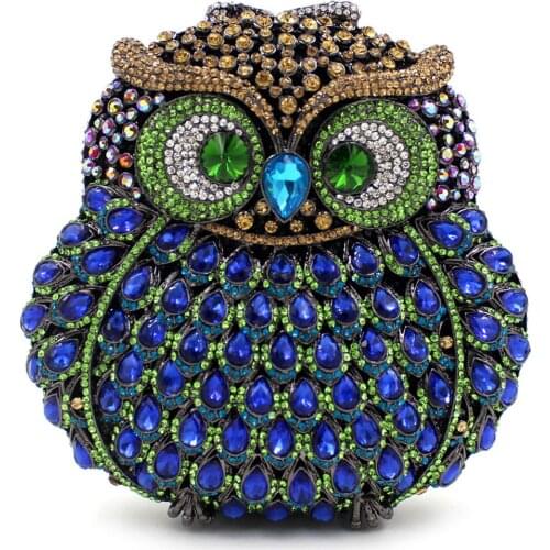 16x16CM Owl Rhinestone Bag Corrugated Metal Crystal Evening Bag Diamond Bag Women Clutch Bag a6818