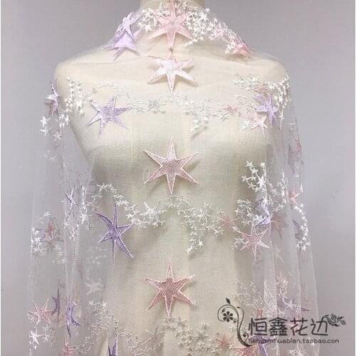 150CM width Wedding bridal Dress Applique DIY Bridal Headdress scarf veil Embroidered Lace Fabric Patch free shipping