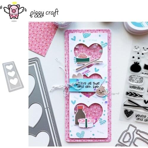 Piggy Craft metal cutting dies cut die mold Heart rectangular frame Scrapbook paper craft knife mould blade punch stencils dies