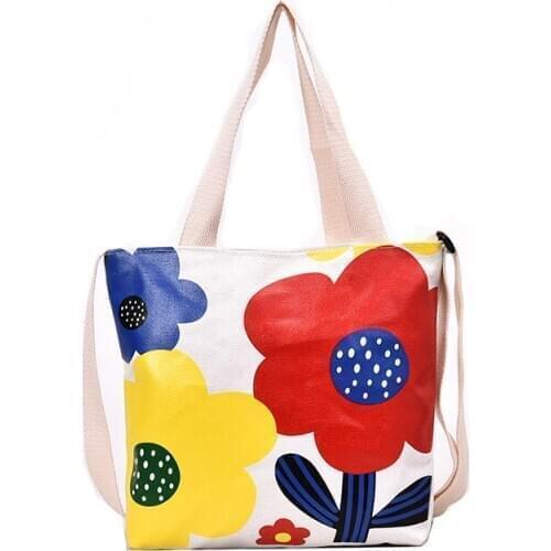 PURFAY Capacity Canvas Women Shoulder Bag Cotton Tote Shopper Bag Chic Eco Reusable Shopping Bag Handbag Cloth Messenger