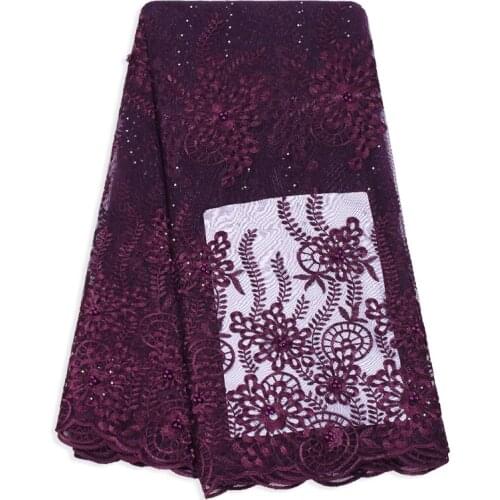 2019 High Quality African Lace Fabric Embroidered Nigerian Laces Fabric French Tulle Lilac Lace Fabric For Bridal Party Dress