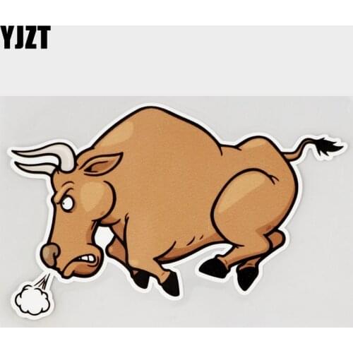 YJZT 16.2CM×10.6CM Angry Bull High Quality Decal PVC Car Sticker 11C-0177