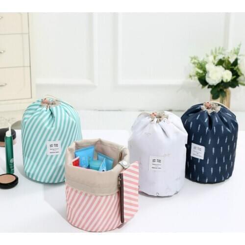2020 Women Lazy Drawstring Cosmetic Bag Round Travel Makeup Bag Organizer Make Up Case Storage Pouch Toiletry Beauty Kit Neceser